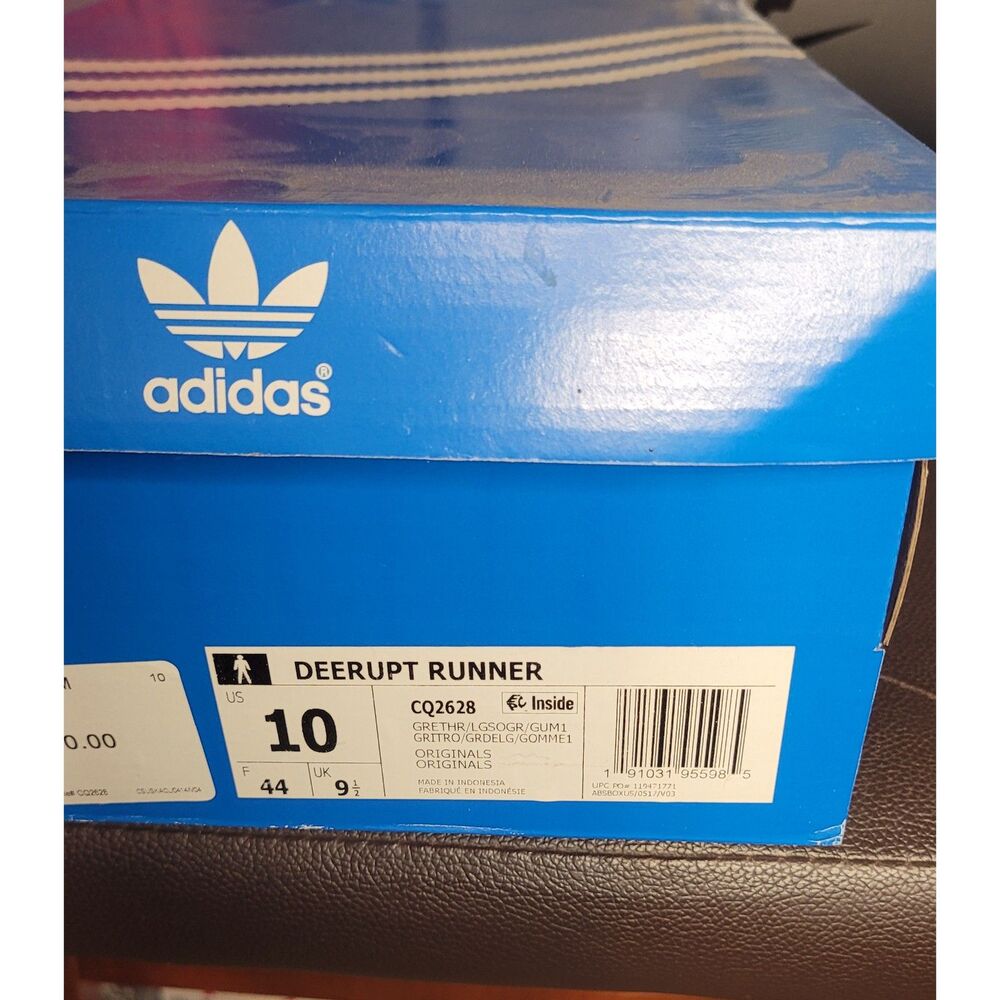 Adidas Deerupt Runner CQ2628 Grey Gum Men's Size 10 Mesh Sneakers Used w/ Box - Picture 7 of 7